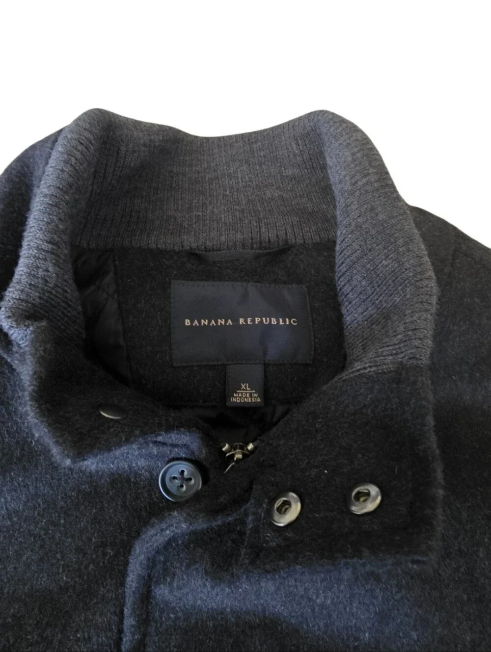 Banana Republic Men’s Wool Blend Charcoal Jacket XL Quilted Lined